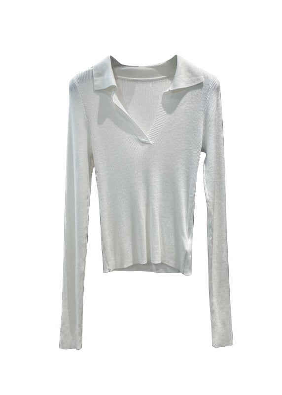 Black Peter Pan Collar Slim Fit Knit Top Spring