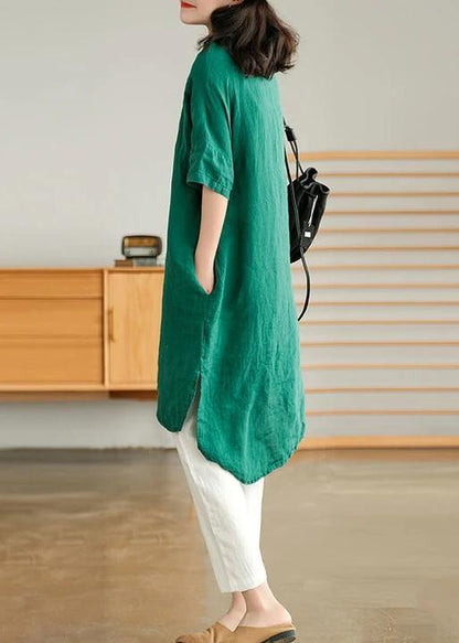 Jade Black Dandelion Linen Linen Shirt Dress