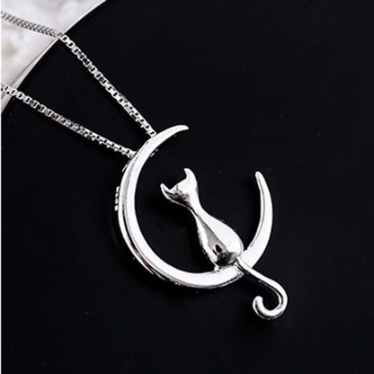 Crescent and Cat Cat Necklace