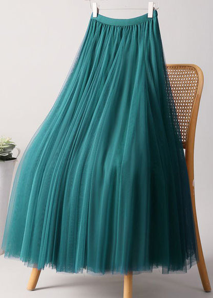 Loose Pink Elastic Waist Tulle a Line Skirts