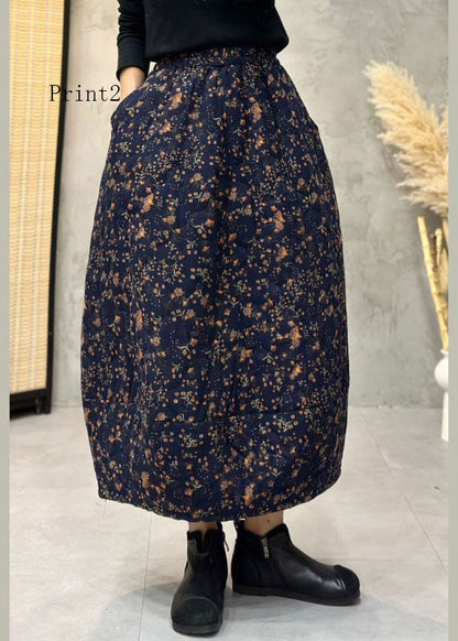 Print Elastic Waist Fine Cotton Filled Skirts Summer