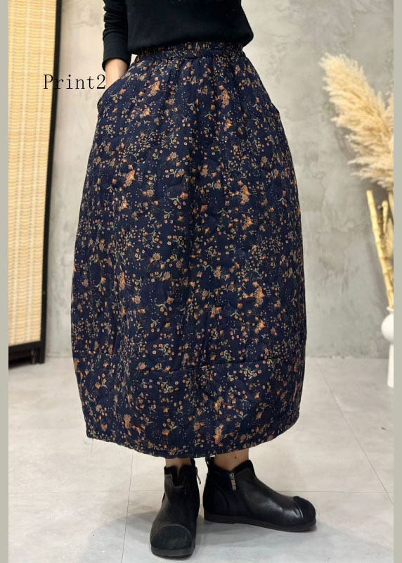 Print Elastic Waist Fine Cotton Filled Skirts Summer