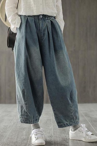 Loose Wide-leg Blue Jeans Denim Pants