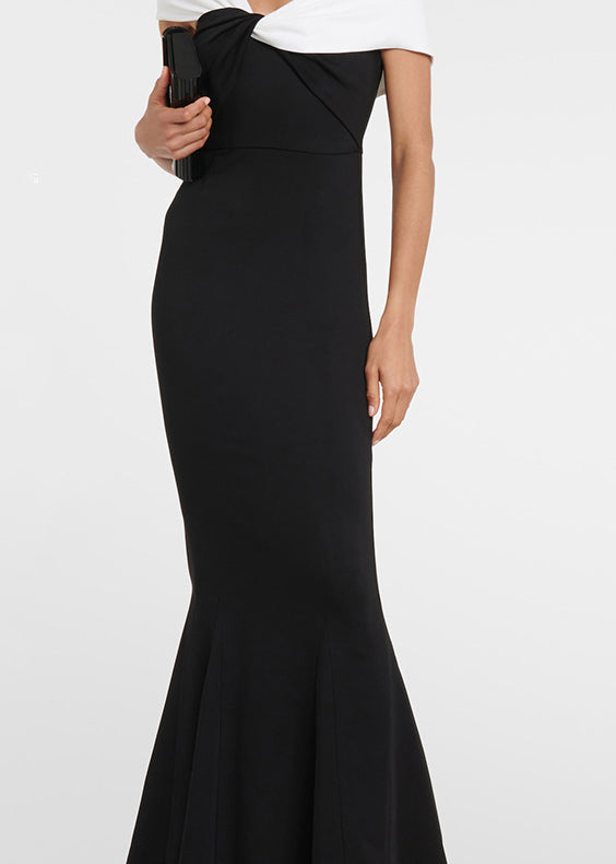New Black Slash Neck Off Shoulder Slim Fit Dress Summer