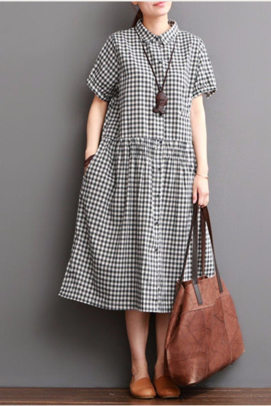 Causal Grid Dress Summer Outfits