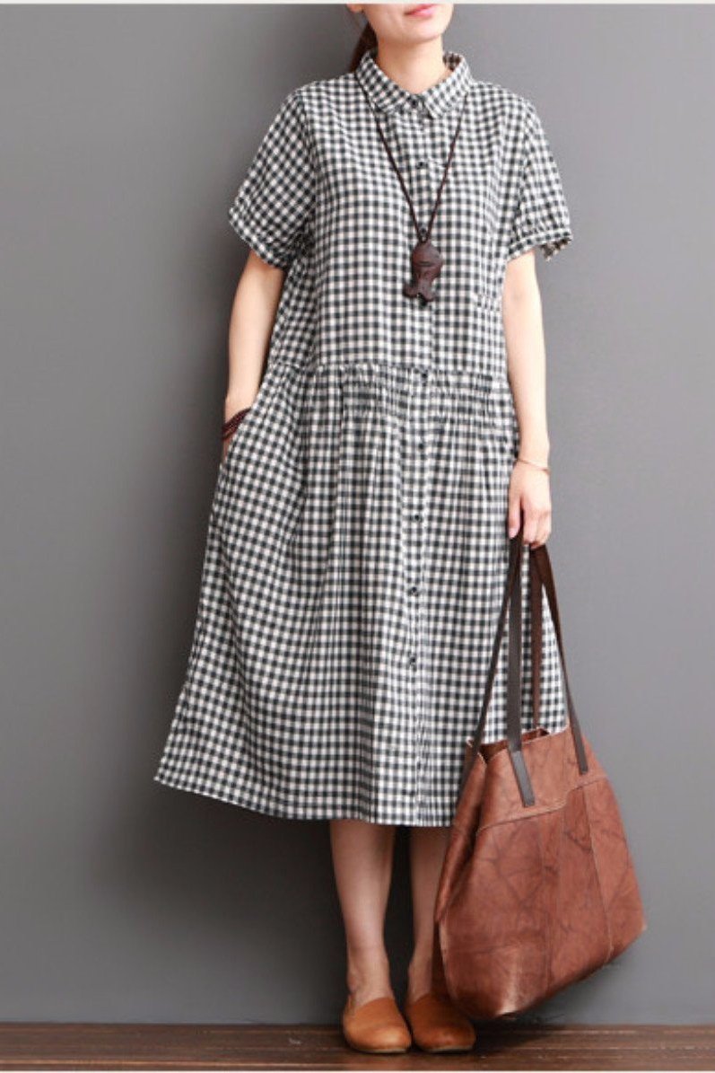 Causal Grid Dress Summer Outfits