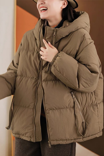 - Winter Color Hooded Short Down Jacket