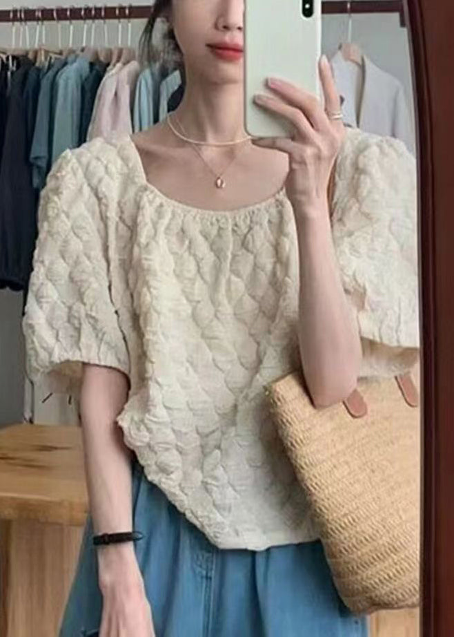 Apricot Square Collar Cotton Top Summer