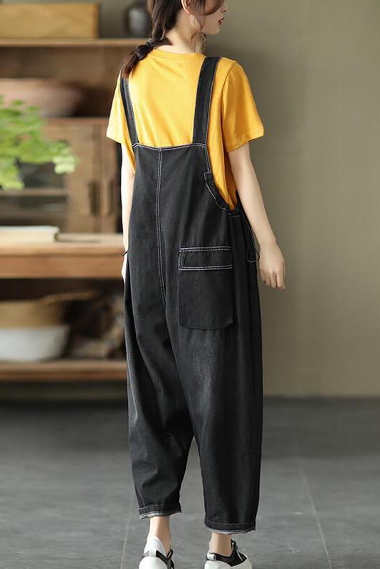 Denim Cotton Button Jumpsuits Dungarees