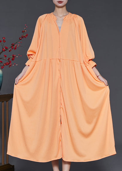 Orange Oversized Chiffon Holiday Dresses Lantern Sleeve