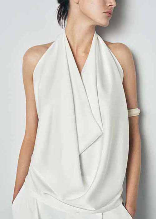 Original White Backless Tops Sleeveless