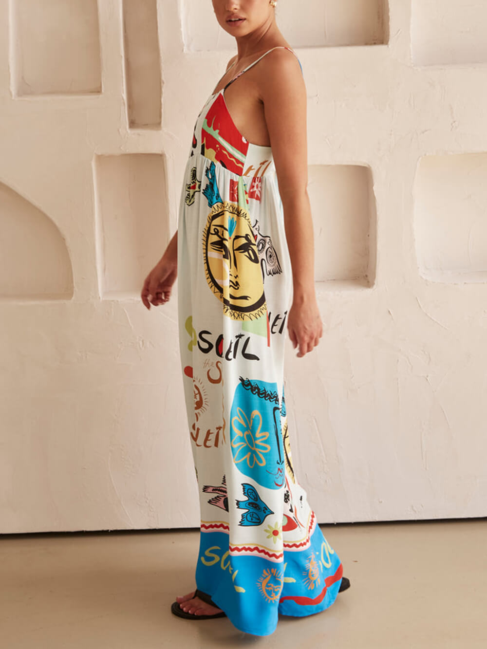 Sensation Refined Satin Unique Print Maxi Dress
