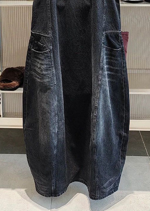 Black Original Design Pockets Long Dress Sleeveless