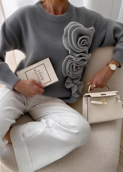 Apricot O Neck Thick Knit Sweaters Top Winter