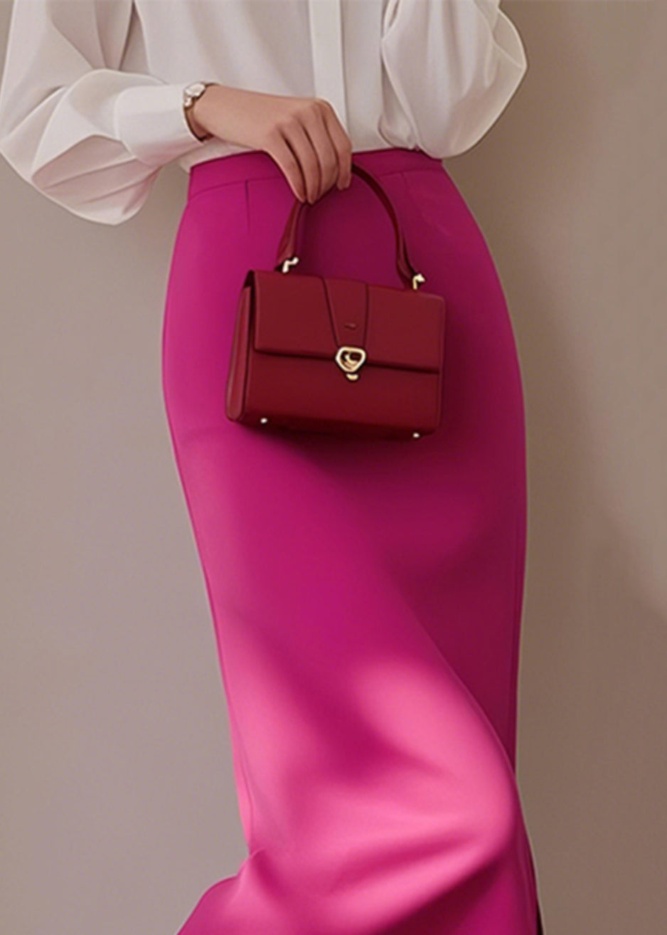 Rose Cotton Skirt High Waist Spring