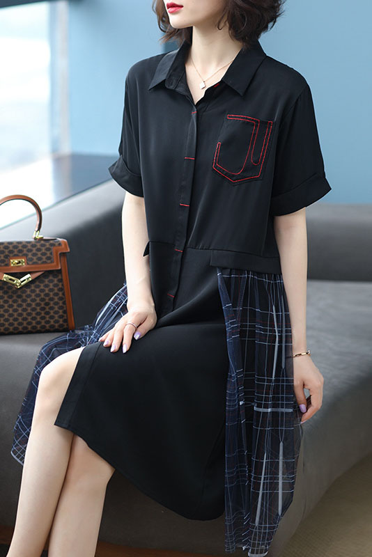Summer Loose Mesh Embroidered Dress