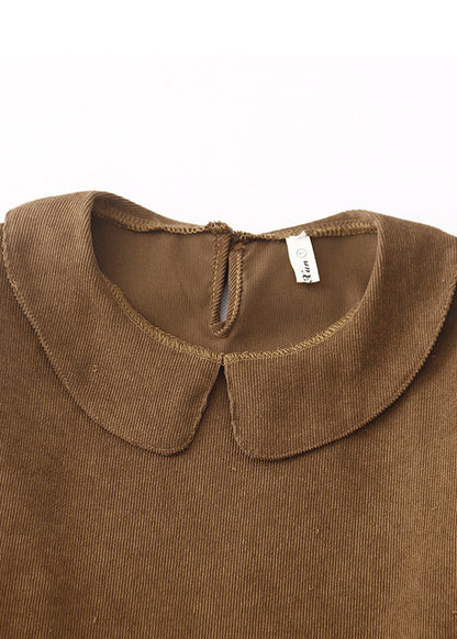 Brown Oversized Patchwork Corduroy Maxi Dresses Spring
