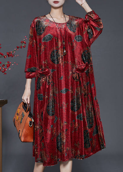 Mulberry Oversized Print Silk Velvet Dress Fall