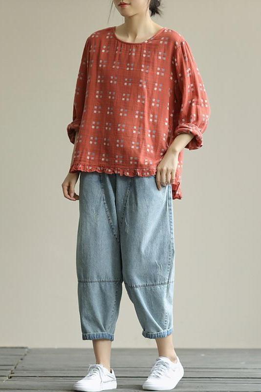 Limited Stock- Loose Plaid Agaric Laces T-shirt