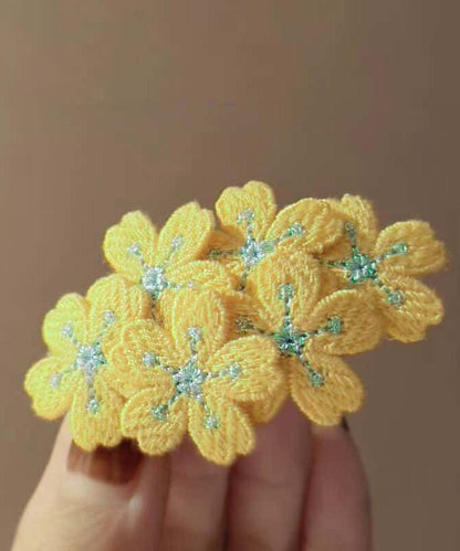 Pink Knit Embroidery Hairpin