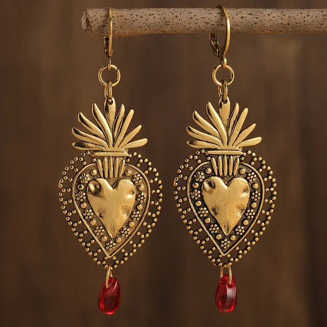 Red Zirconia Palm Tree Earrings