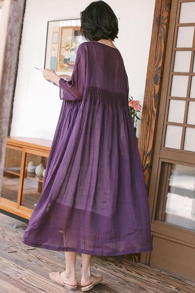 Summer Thin Linen Loose Dresses Outfits