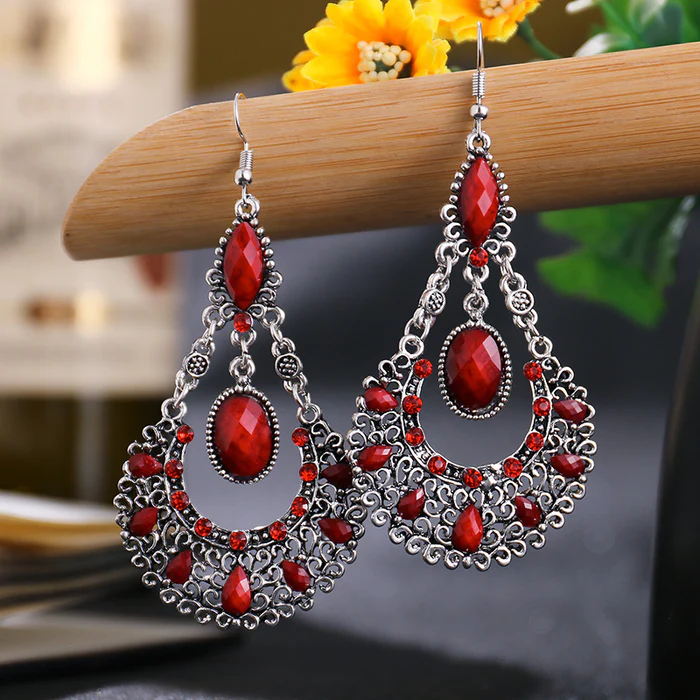 Dangling Mandala Stone Earrings