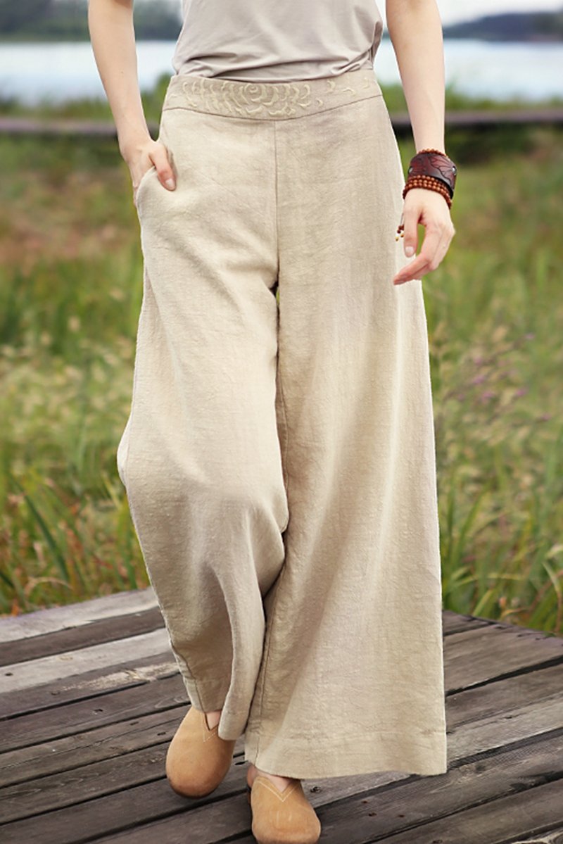 Loose Wide Leg Linen Long Pants
