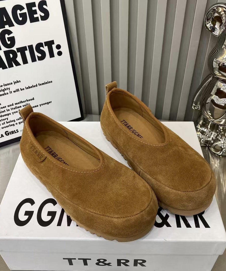 Comfortable Splicing Flat Shoes for Yellow Suede