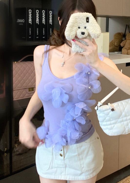 Classy Purple Handmade Cotton Vests Summer