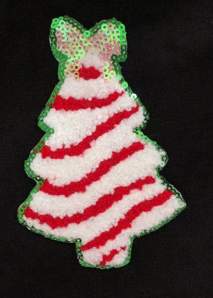 Black O Neck Christmas Tree Sequins Cotton Sweatshirt Fall