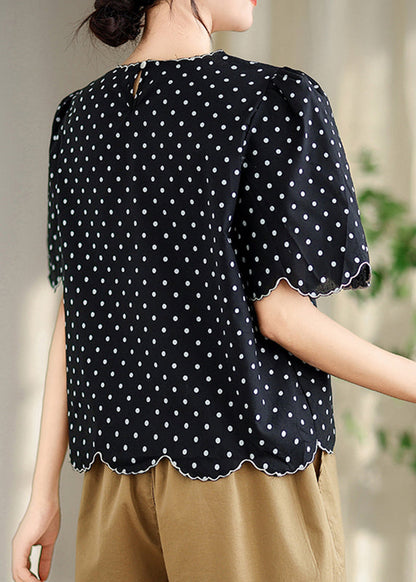 Black O-neck Print Shirts Summer