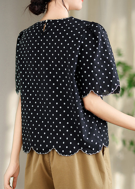 Black O-neck Print Shirts Summer