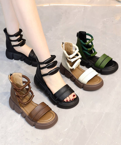Brown Open Toe Platform Sole Roman Cool Boots