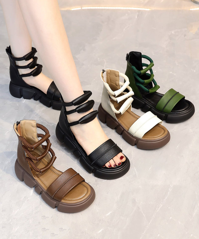 Brown Open Toe Platform Sole Roman Cool Boots