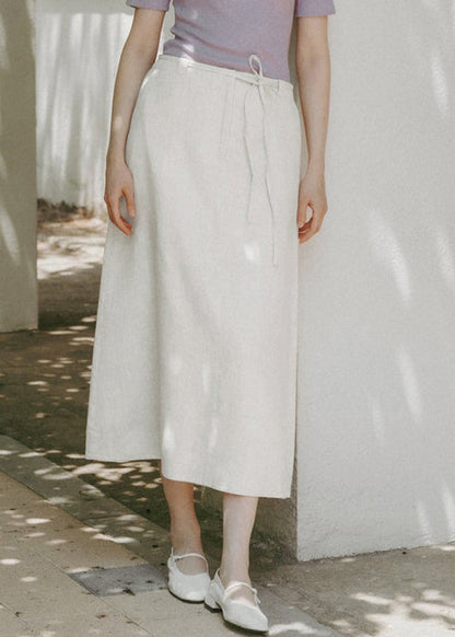 Japanese and Korean Lace Up Linen Skirt Summer