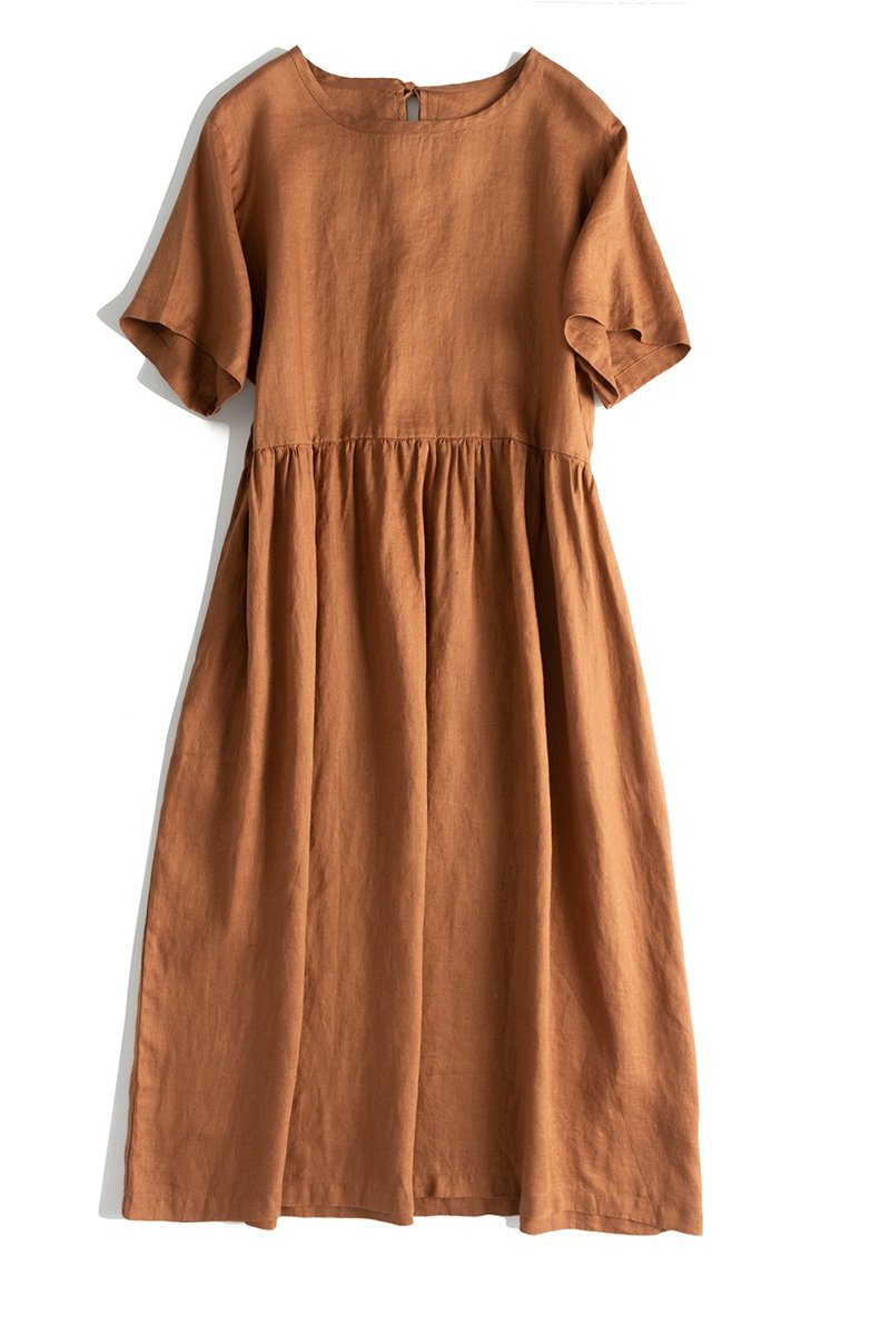 Loose Pure Color Linen Maxi Dresses Summer Outfits