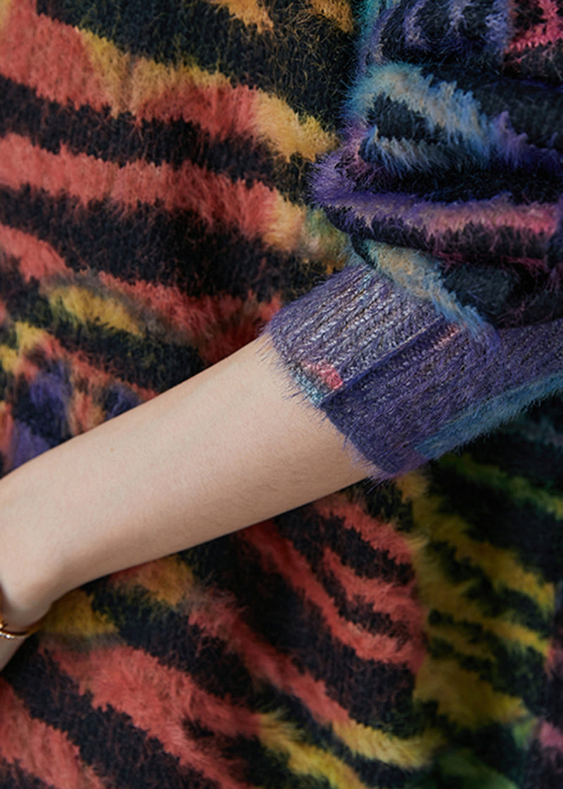 Rainbow Oversized Striped Knit Cardigan Winter