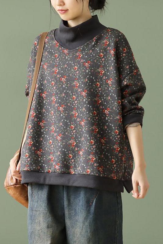 Limited Stock- Loose Print Turtleneck Blouse