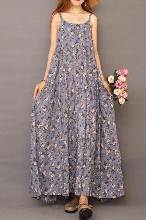 Limited Stock- Summer Printed 100% Cotton Suspender Pinafore Dress