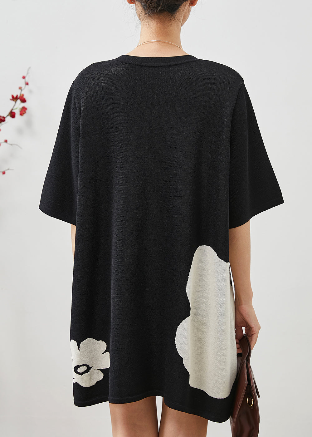 Black Oversized Cotton Mini Dress Summer