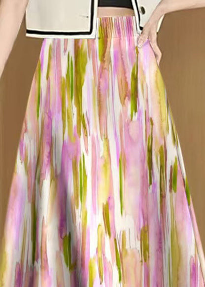 Rainbow Tie Dye Elastic Waist Cotton Skirt Summer