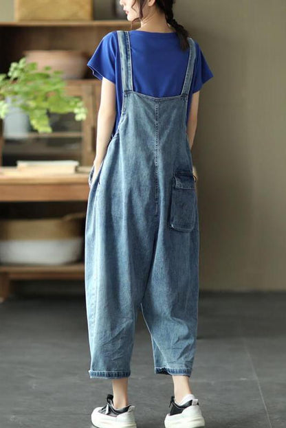 Denim Cotton Button Jumpsuits Dungarees