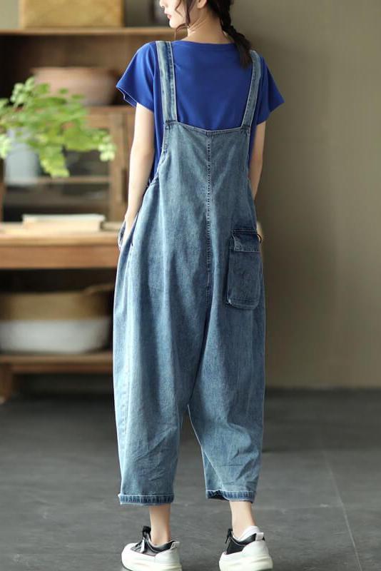 Denim Cotton Button Jumpsuits Dungarees