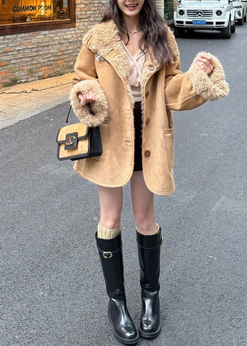 Khaki Wear on Both Sides Fleece Wool Lined Trench Winter