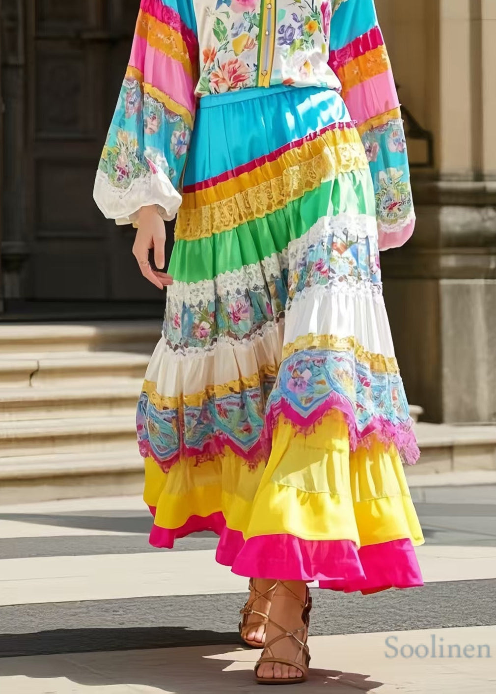 Style Polychrome Patchwork Skirts Spring
