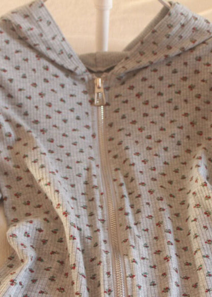 Unique Grey Zip Up Print Long Sleeve Yoga Coat Tops