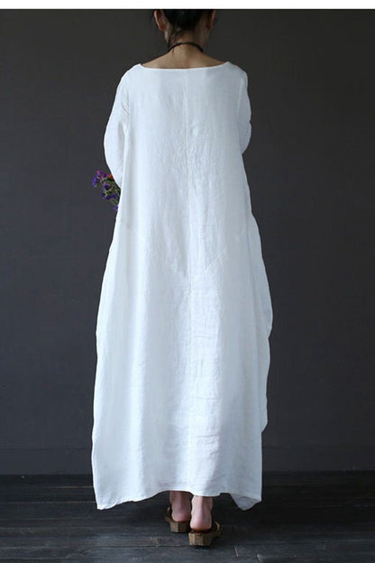 White Bat Sleeve Causel Long Dress Oversize Outfits