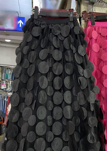 Loose Green Elastic Waist Tulle a Line Skirts Spring