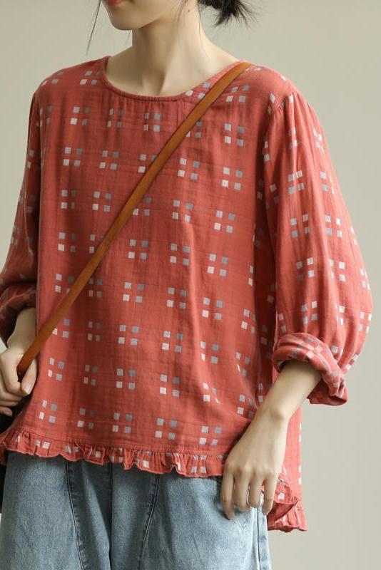 Limited Stock- Loose Plaid Agaric Laces T-shirt